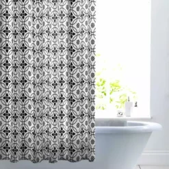 Dunelm Geo Tile Black Shower Curtain