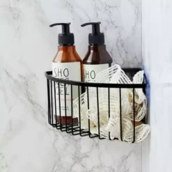 Dunelm Aquarack Black Deep Corner Basket