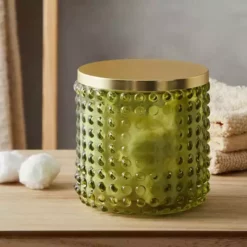 Dunelm Small Bubble Glass Green Storage Jar