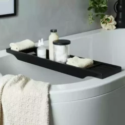 Black Bamboo Bath Rack
