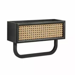 Dunelm French Cane Black Towel Rail Shelf -Dunelm Sales Store 30747341 alt02