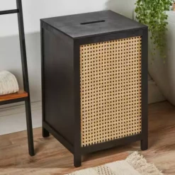 Dunelm French Cane Black Laundry Hamper