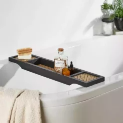 Dunelm French Cane Black Bath Rack