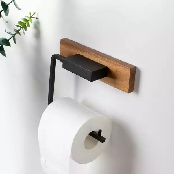 Dunelm Fulton Wood Black Toilet Roll Holder 1 Dunelm Fulton Wood Black Toilet Roll Holder