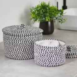 Dunelm Set Of 2 Paper Black Woven Storage Baskets