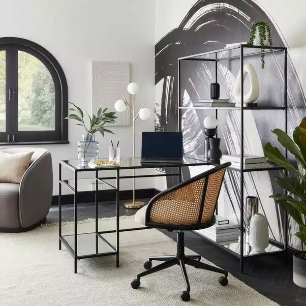 Dunelm Claudia Black Mirrored Corner Ladder Desk 1 Dunelm Claudia Black Mirrored Corner Ladder Desk