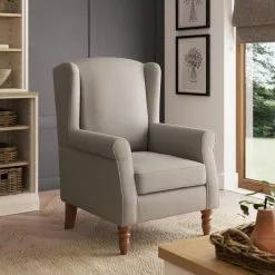 Dunelm Oswald Grey Herringbone Wingback Armchair