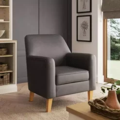 Dunelm Cooper Grey Faux Leather Armchair