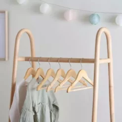 Dunelm Pack Of 6 Kid's Wooden Hangers Natural
