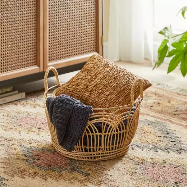 Dunelm Plastic Natural Small Rattan Basket 1 Dunelm Plastic Natural Small Rattan Basket