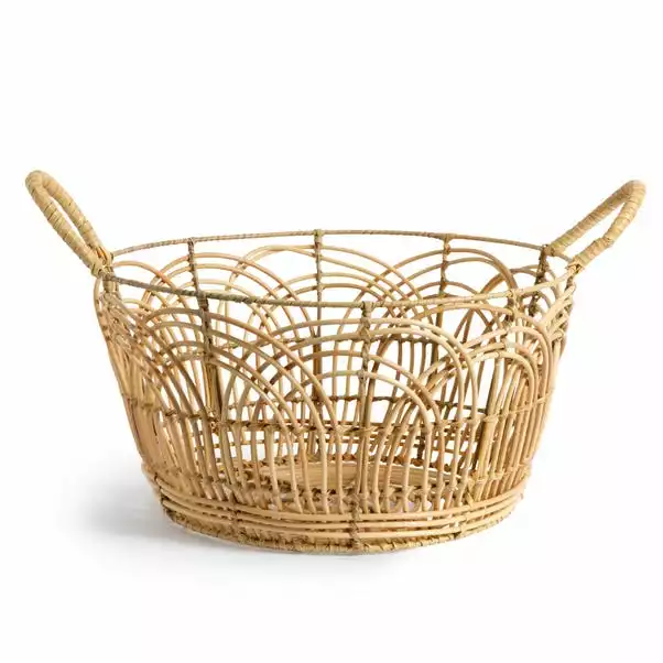 Dunelm Plastic Natural Small Rattan Basket 2 Dunelm Plastic Natural Small Rattan Basket - Image 2