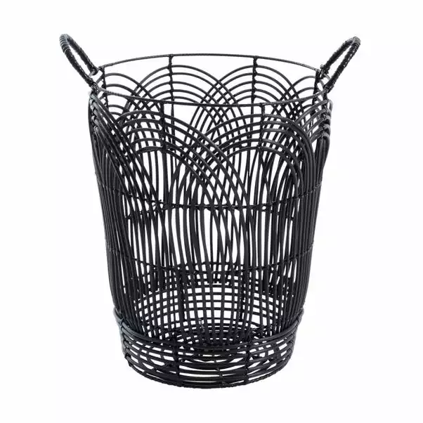 Dunelm Plastic Black Tall Rattan Basket 2 Dunelm Plastic Black Tall Rattan Basket - Image 2