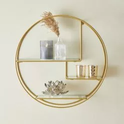 Dunelm Curves Gold Circle Shelf