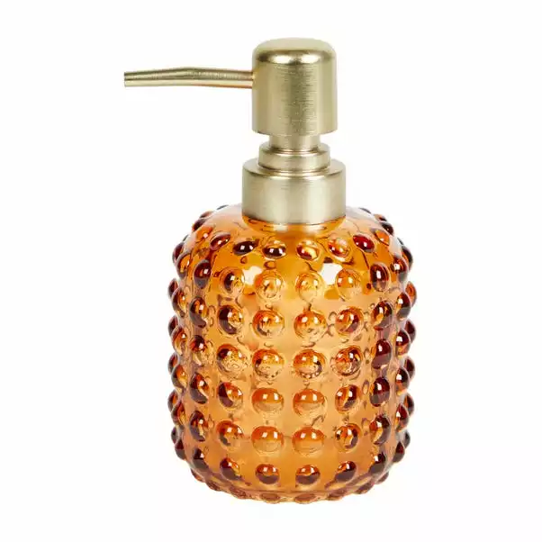Dunelm Bubble Glass Amber Lotion Dispenser 2 Dunelm Bubble Glass Amber Lotion Dispenser - Image 2