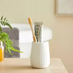 Dunelm Ceramic Ribbed White Tumbler