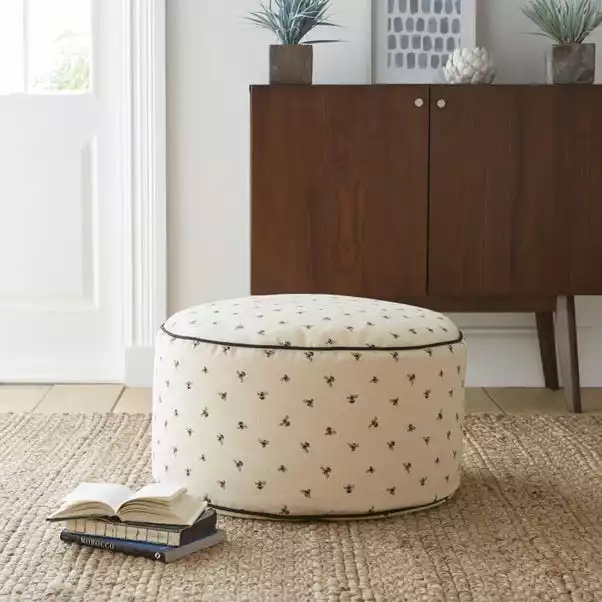 Dunelm Bees Pouffe Natural 1 Dunelm Bees Pouffe Natural