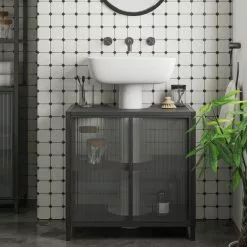 Dunelm Stannis Reeded Glass Under Sink Unit