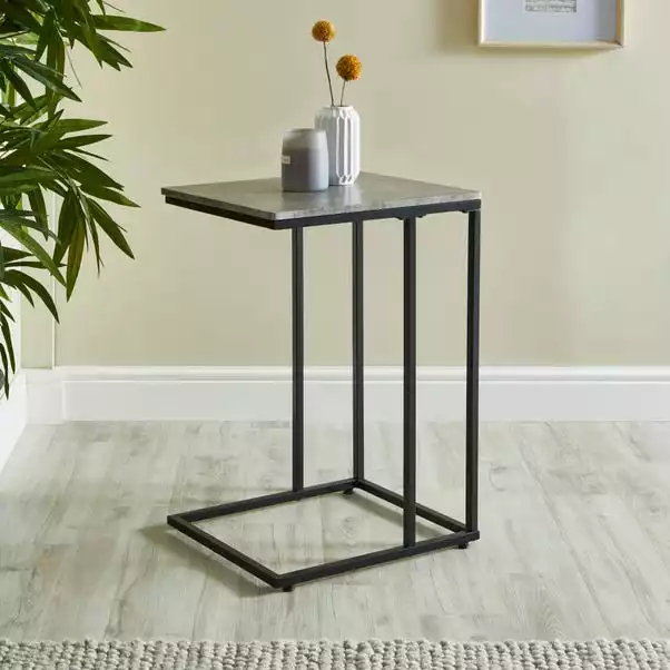 Dunelm Charlie Concrete Effect C-Shaped Side Table 3 Dunelm Charlie Concrete Effect C-Shaped Side Table - Image 3