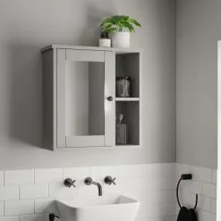 Dunelm Lynton Grey Compact Bathroom Wall Cabinet