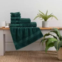 Dunelm Bottle Green Egyptian Cotton Towel