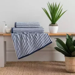 Dunelm Burnt Orange And Navy Striped Towel -Dunelm Sales Store 30766380 alt05