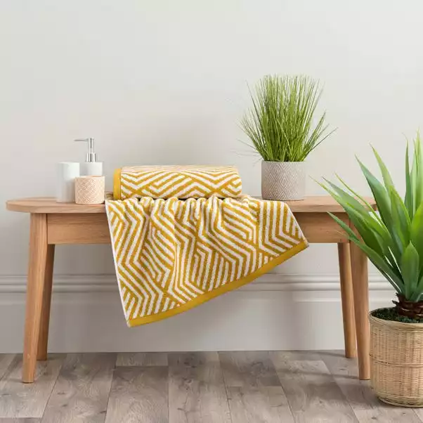 Dunelm Mustard Geo Towel 1 Dunelm Mustard Geo Towel