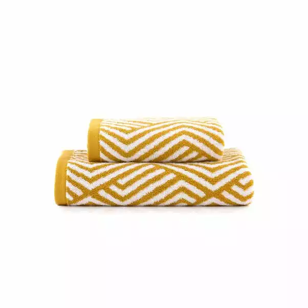 Dunelm Mustard Geo Towel 4 Dunelm Mustard Geo Towel - Image 4