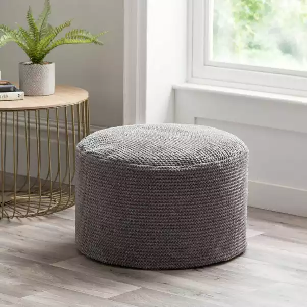 Dunelm Jenson Charcoal Waffle Pouffe 1 Dunelm Jenson Charcoal Waffle Pouffe