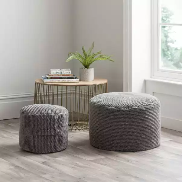 Dunelm Jenson Charcoal Waffle Pouffe 6 Dunelm Jenson Charcoal Waffle Pouffe - Image 6