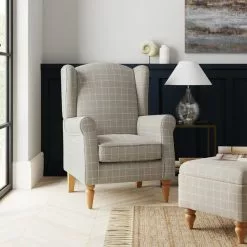 Dunelm Oswald Window Pane Check Wingback Armchair