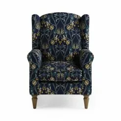 Dunelm Oswald Navy Havisham Print Wingback Armchair -Dunelm Sales Store 30766650 alt02