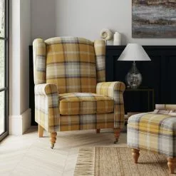 Dunelm Oswald Grande Check Wingback Armchair