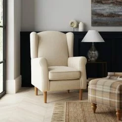 Dunelm Oswald Sandstone Sherpa Wingback Armchair
