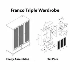 Dunelm Franco Triple Wardrobe, Black -Dunelm Sales Store 30768521 alt09