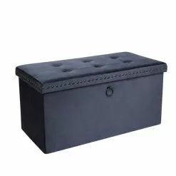 Dunelm Luxe Traveller Navy Velvet Ottoman -Dunelm Sales Store 30769867 alt03