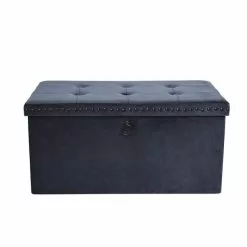 Dunelm Luxe Traveller Navy Velvet Ottoman -Dunelm Sales Store 30769867 alt04
