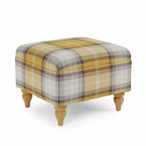 Dunelm Oswald Check Storage Footstool Tapered Leg 2 Dunelm Oswald Check Storage Footstool Tapered Leg - Image 2
