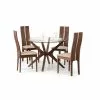 Julian Bowen Chelsea Small Round Glass Dining Table With 4 Cayman Dining Chairs