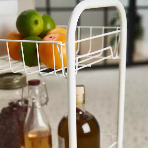 Dunelm White 3 Tier Wire Trolley 2 Dunelm White 3 Tier Wire Trolley - Image 2