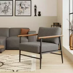 Dunelm Arbour Industrial Self Assembly Textured Weave Chair Grey