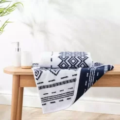 Dunelm Jax Jacquard Towel Blue