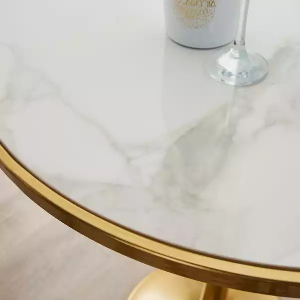 Dunelm Silas White Faux Marble Bar Table Gold 2 Dunelm Silas White Faux Marble Bar Table Gold - Image 2