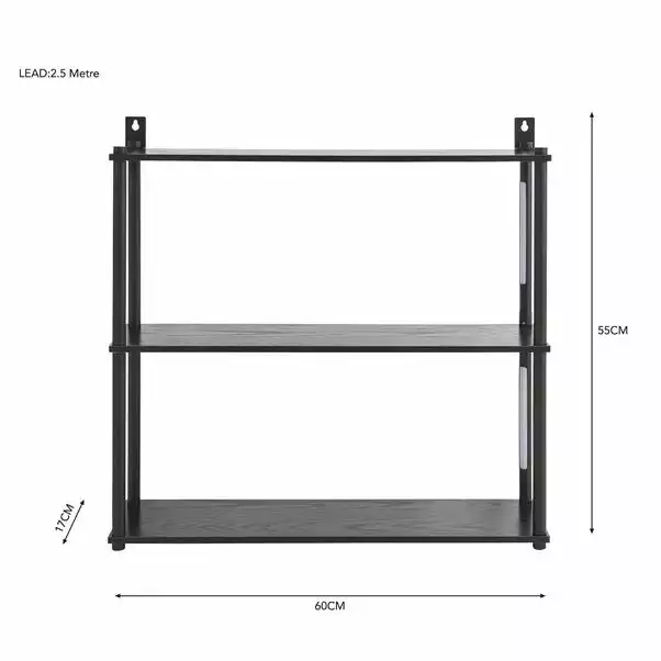 Dunelm Cole Wall Unit With LED Lights Black 6 Dunelm Cole Wall Unit With LED Lights Black - Image 6
