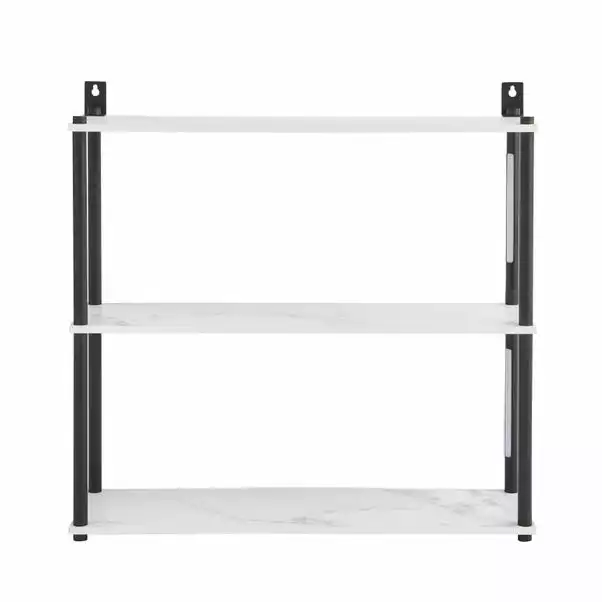 Dunelm Aiko Wall Unit With LED Lights Black And Faux Marble 5 Dunelm Aiko Wall Unit With LED Lights Black And Faux Marble - Image 5