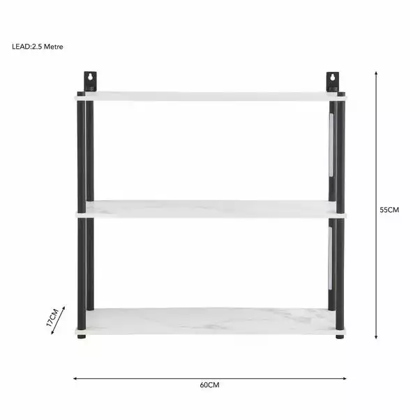 Dunelm Aiko Wall Unit With LED Lights Black And Faux Marble 6 Dunelm Aiko Wall Unit With LED Lights Black And Faux Marble - Image 6