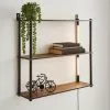 Dunelm Fulton Wall Unit With LED Lights Rustic Pine