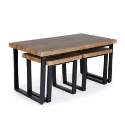 Dunelm Freddie Rustic Wood Effect Nest Coffee Table -Dunelm Sales Store 30809245 alt02