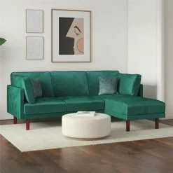 Dorel Clair Velvet Sprung Seat Sectional Sofa