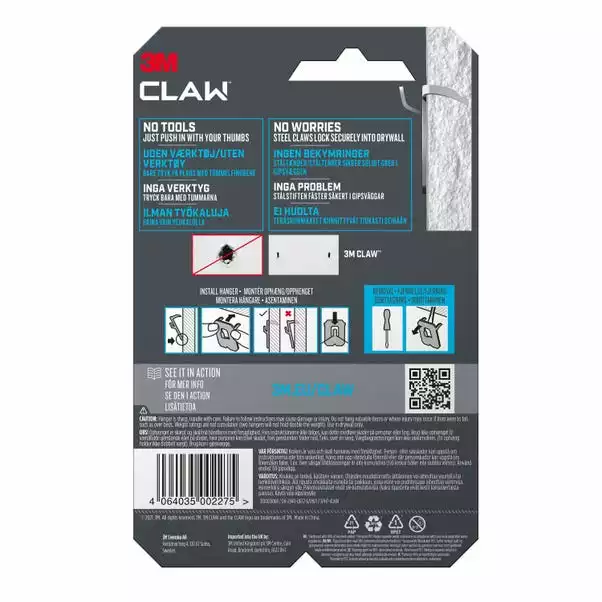3M Command 3M CLAW™ Drywall Picture Hanger 7 Kg 4 3M Command 3M CLAW™ Drywall Picture Hanger 7 Kg - Image 4