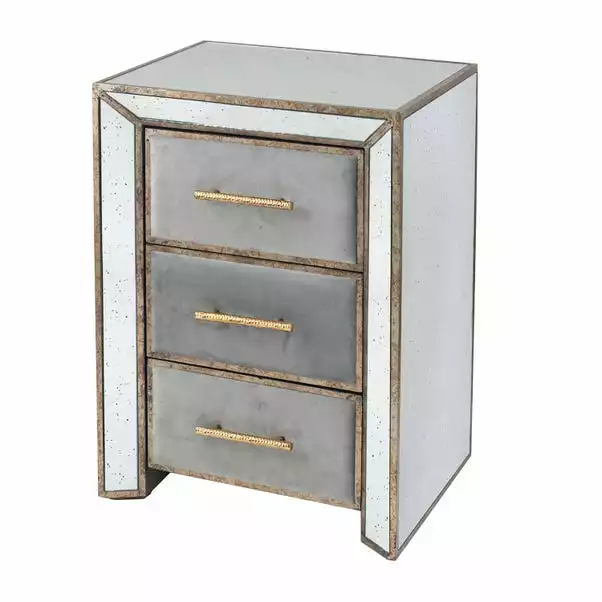Pacific Lifestyle Pacific Brindisi 3 Drawer Bedside Table, Grey Velvet 3 Pacific Lifestyle Pacific Brindisi 3 Drawer Bedside Table, Grey Velvet - Image 3